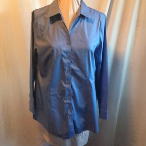 Chico’s blue cotton long sleeve blouse wrinkle resistant